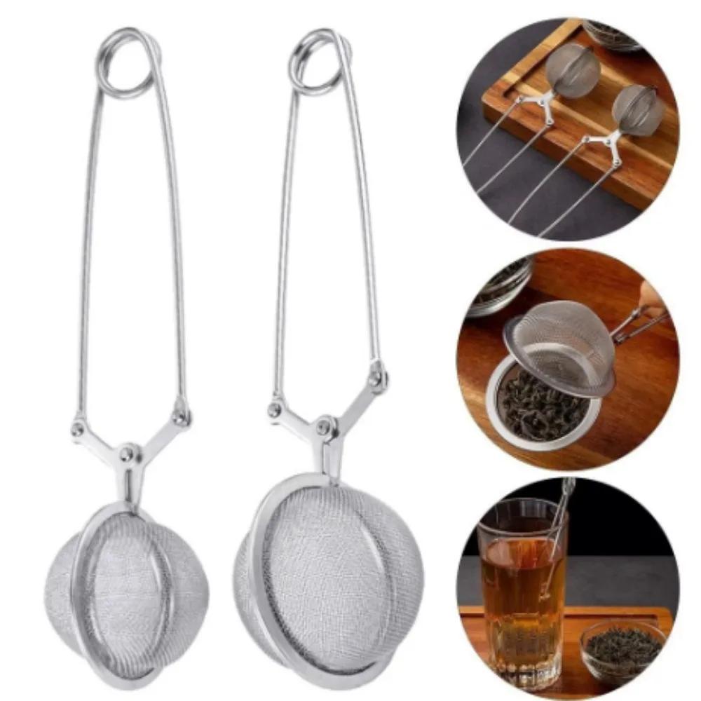 Stainless Steel Spoon Tea Ball Infuser Filter Squeeze Leaves Herb Mesh Strainer Tea Infuser In Mesh Tea Ball with Handlet Silver