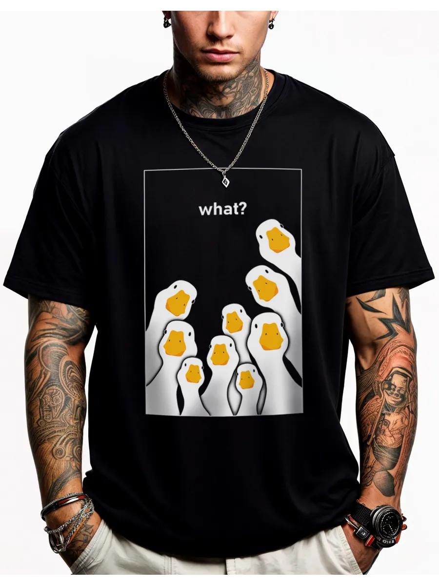 Футболка со светящимся в темноте принтом с гусями M