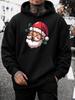 Unisex Hoodie, Christmas Santa Claus Face with Holly, Pullover Sweatshirt, Casual Streetwear, Winter Holiday Season, Front Pocket And Drawstring Hood