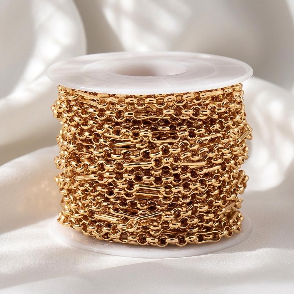 1M 18K Gold Plated Brass Square Link O Shape Chain for Jewelry Making Supplies DIY Bracelet Necklace Material Chain Accessories