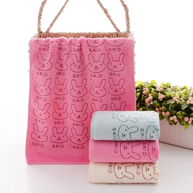 Super Soft & Absorbent 25x50cm Children's Microfiber Towel with Rabbit Cartoon Print