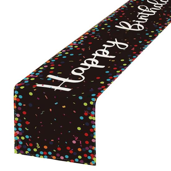 

Дорожка для стола «С днем рождения» с принтом в виде воздушных шаров и конфетти защищает стол от жары и G