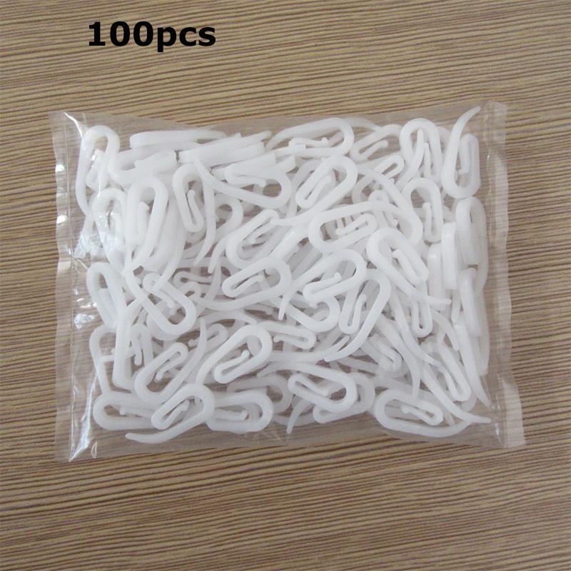 

100/200pcs White Hanging Curtain Hooks Household Plastic Curtain Hooks Holder Window Hanger Curtain Poles Tracks Accessories