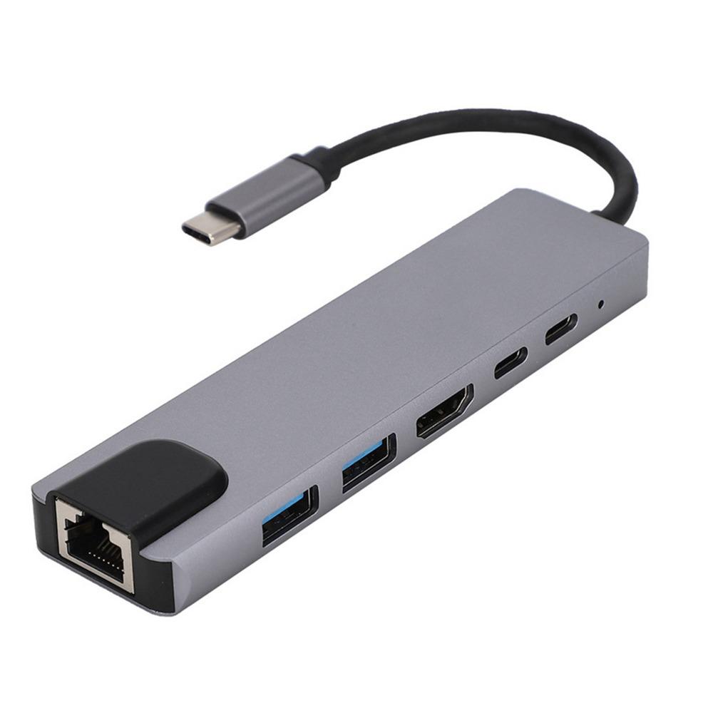 5 In 1 USB C Hub with Gigabit Ethernet 4K HD for Laptop Phone Steam Deck Type C Dock Adapter