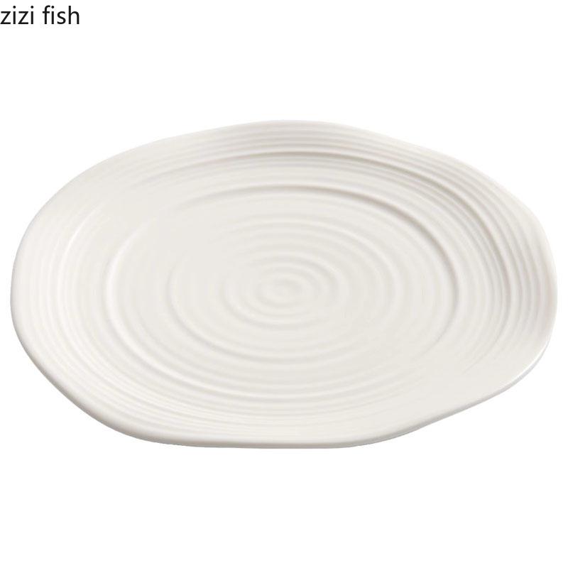 Irregular Ceramic Threaded Plate Creative Steak Plate Pasta Plate Dessert Dish Restaurant Molecular Cuisine Specialty Tableware