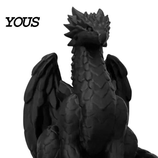 Decorative Collectible Toys 3D Printed Sitting Black Dragon Statue, Fantasy Western Figurine, Exquisite Craft Ornaments Gothic Decor Ornament