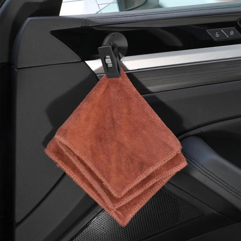 4Pcs Car Interior Window Clip Mount Black Suction Cap Clip Plastic Sucker Removable Holder For Sunshade Curtain Towel