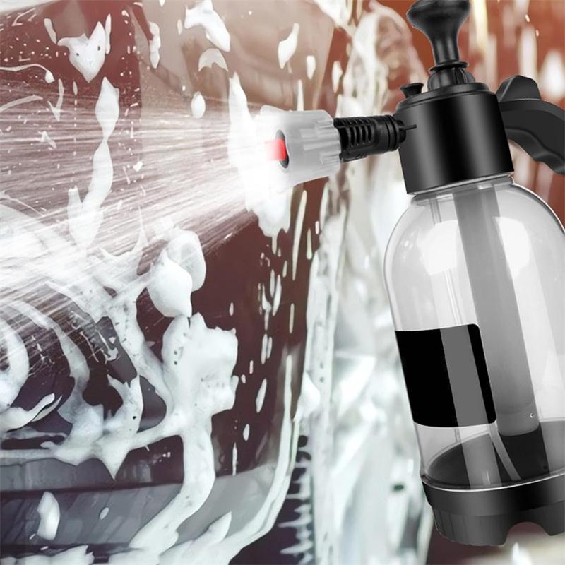 מרסס קצף 2 ליטר, ידני, להשקיה בקצף, מרסס לחץ אוויר, בקבוק מים מפלסטיק לחיטוי, כלי ניקוי לרכב