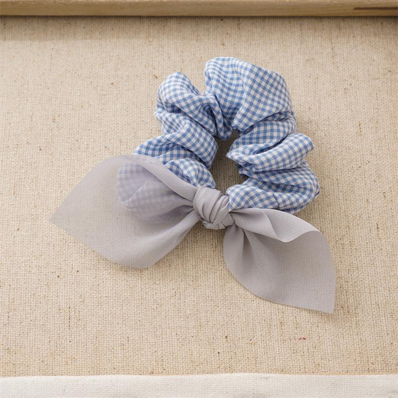 Korean New Sweet Cute Colorful Check Fabric Elastic Scrunchie High-grade Handmade Bow Hair Accessories Horsetail Hair Rope