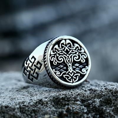 Nerezový prsten Viking Tree of Life Vintage pánský prsten z titanové oceli