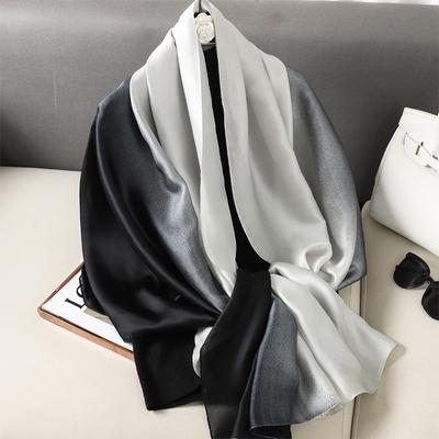 Lässiges Luxus-Mode-Design Seidenschal Damen Farbverlauf Schal Schals Glatt Weich Schal Haarschals Hijab