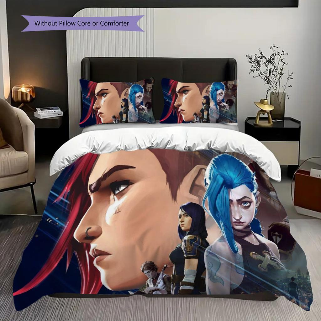 Fantasy Warriors Unite Three-piece set (1 * duvet cover + 2 * pillowcase, without core) 2D Flat Bedding set Duvet cover and pillowcase