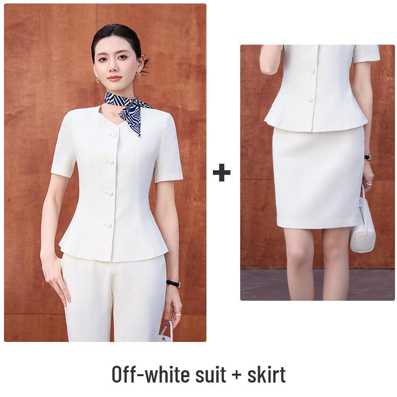 Elegant Seven-Sleeve Slim-Fit Women's Top, Summer Workwear/Professional Suit Style
