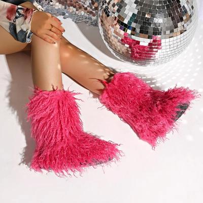 2025 Nuovi Stivali Invernali Pelosi da Donna Orsetto Pelliccia Stivali da Neve Soffici Finta Lana Peluche Caldi Moda Stivaletti Stivali Mongoli da Donna