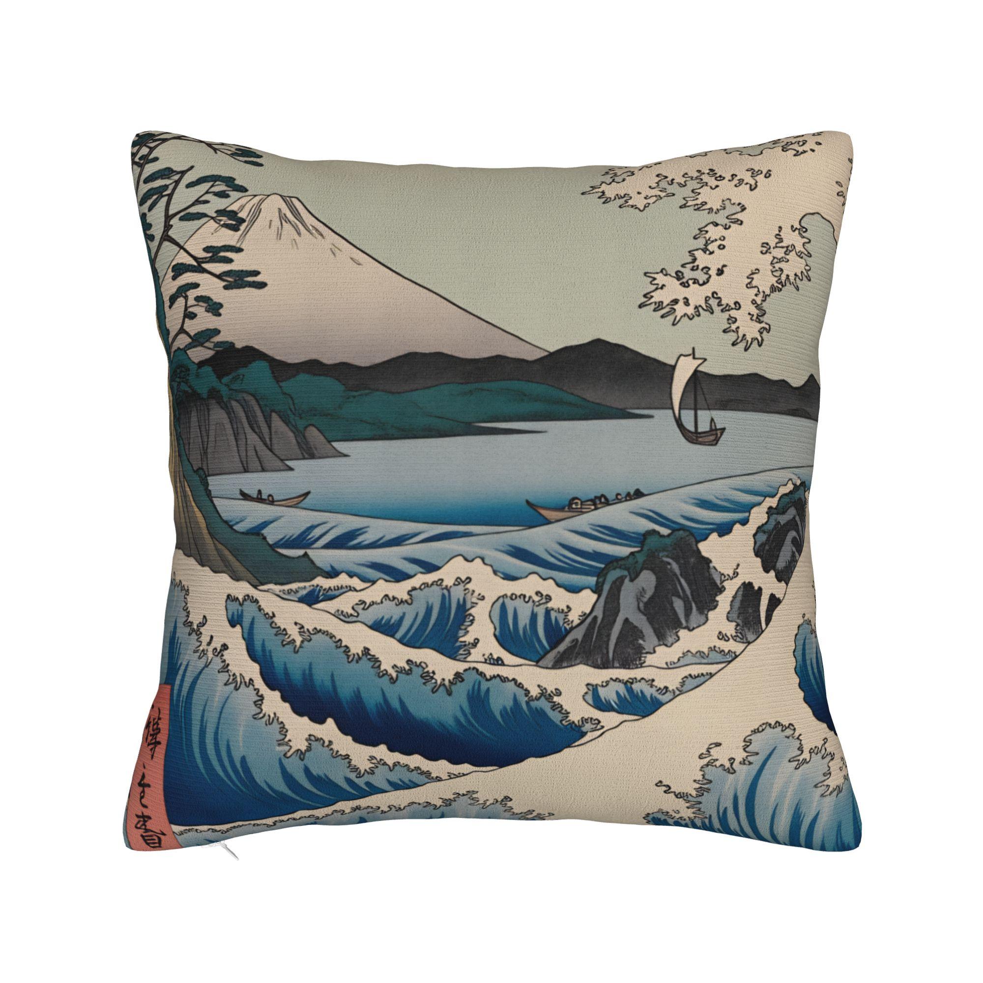 

Pillow Case Art Japanese Ukiyo-e Comfy Pillow Cover For Sofa Bedroom Home Decor Novelty Pillowcases 50*50cm