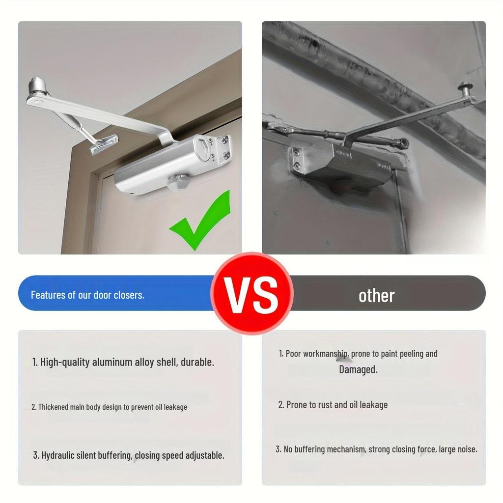 Silent Hydraulic Door Closer 45-65kg for Fireproof and Home Doors