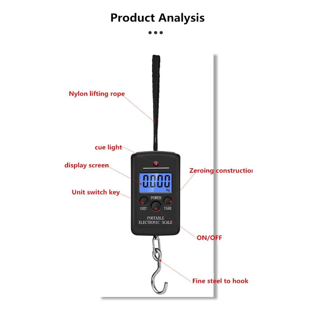 2 szt. Wielofunkcyjna Mini 40kg10g Elektroniczna Wisząca Waga Wędkarska Bagażowa Przenośna Cyfrowa Poręczna Kieszonkowa Waga Hakowa Narzędzie