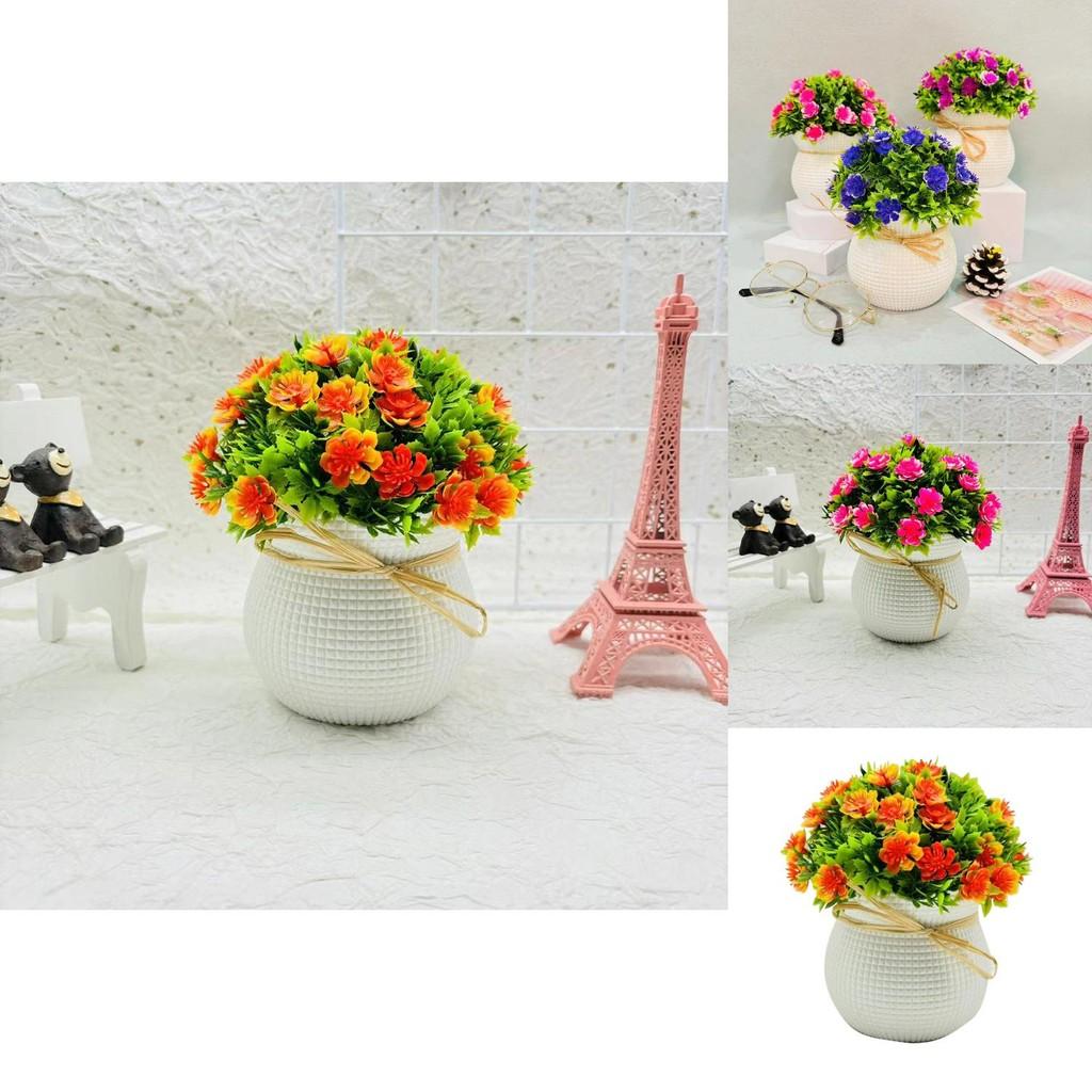 Decorative Fake Chrysanthemum Indicum Hemisphere Potted Plant With Plastic Construction For Indoor Home Office Decoration