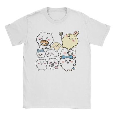 Copkfegf Chiikawa T-shirt Męski Bawełniany Top Hip Hop Okrągły Dekolt Krótki Rękaw