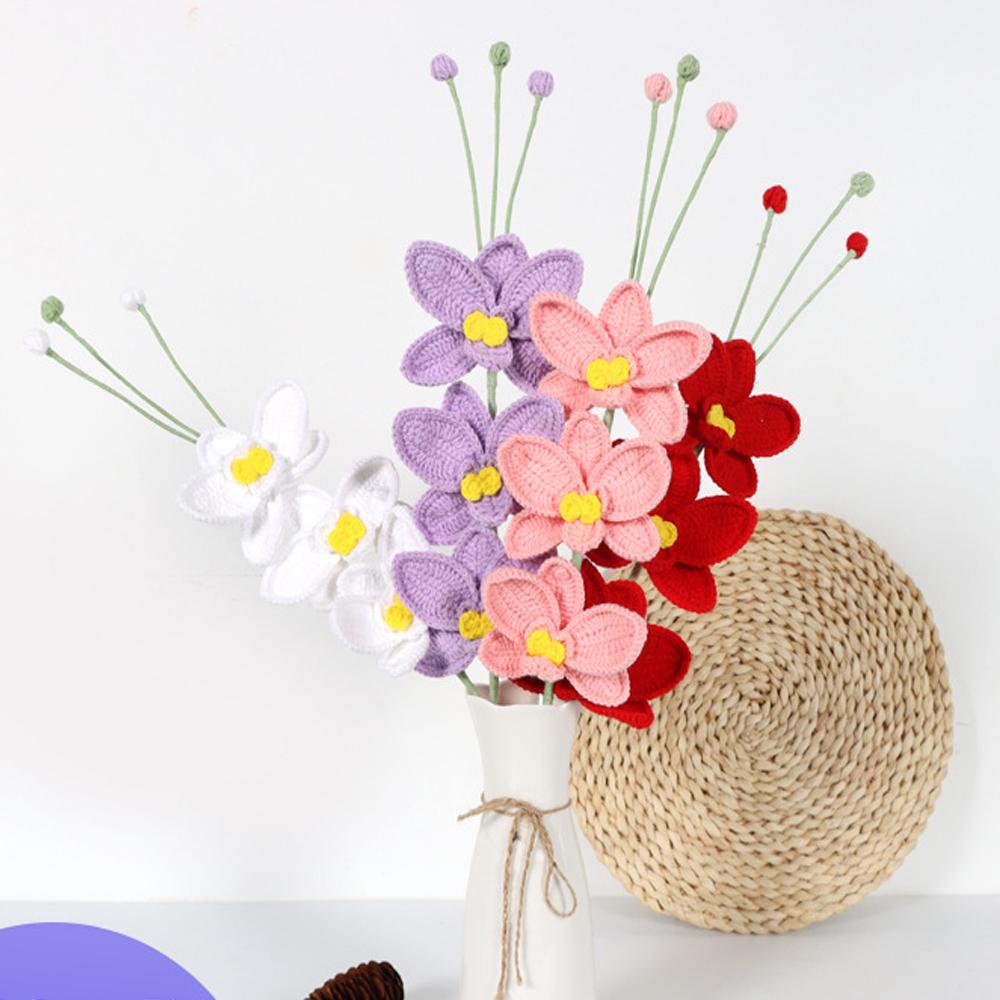 Lovely Phalaenopsis Crochet Flowers Knit Flowers Artificial Plant Table Decoration Wedding Decor Friends' Gift