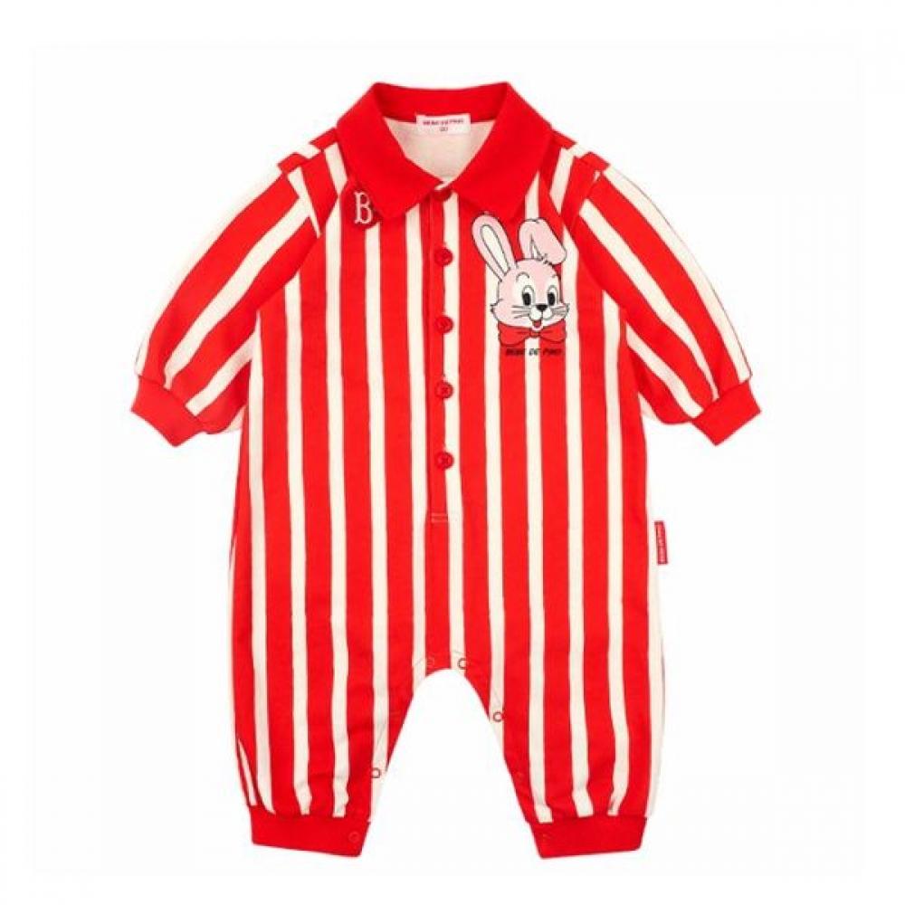Bebe De Pino Siana Baby Scarlet Stripe Overall Bp51ov181 scarlet/85