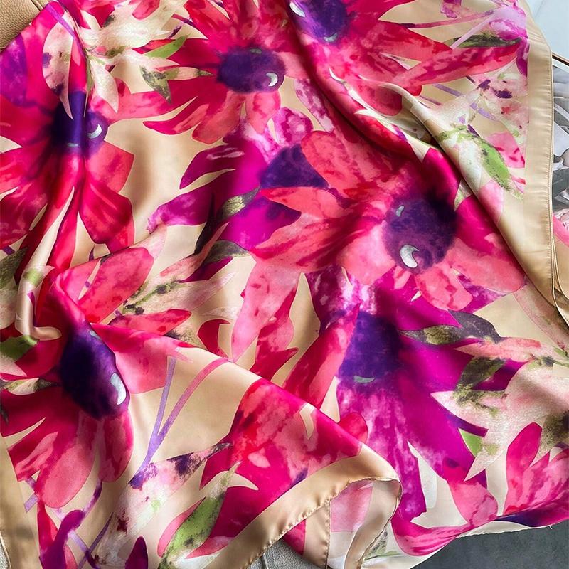 Design Satin Silk Shawl Hijab Scarf Women Fashion Summer Sunscreen Beach Stole Wraps Bufanda Female Headkerchief Echarpe New