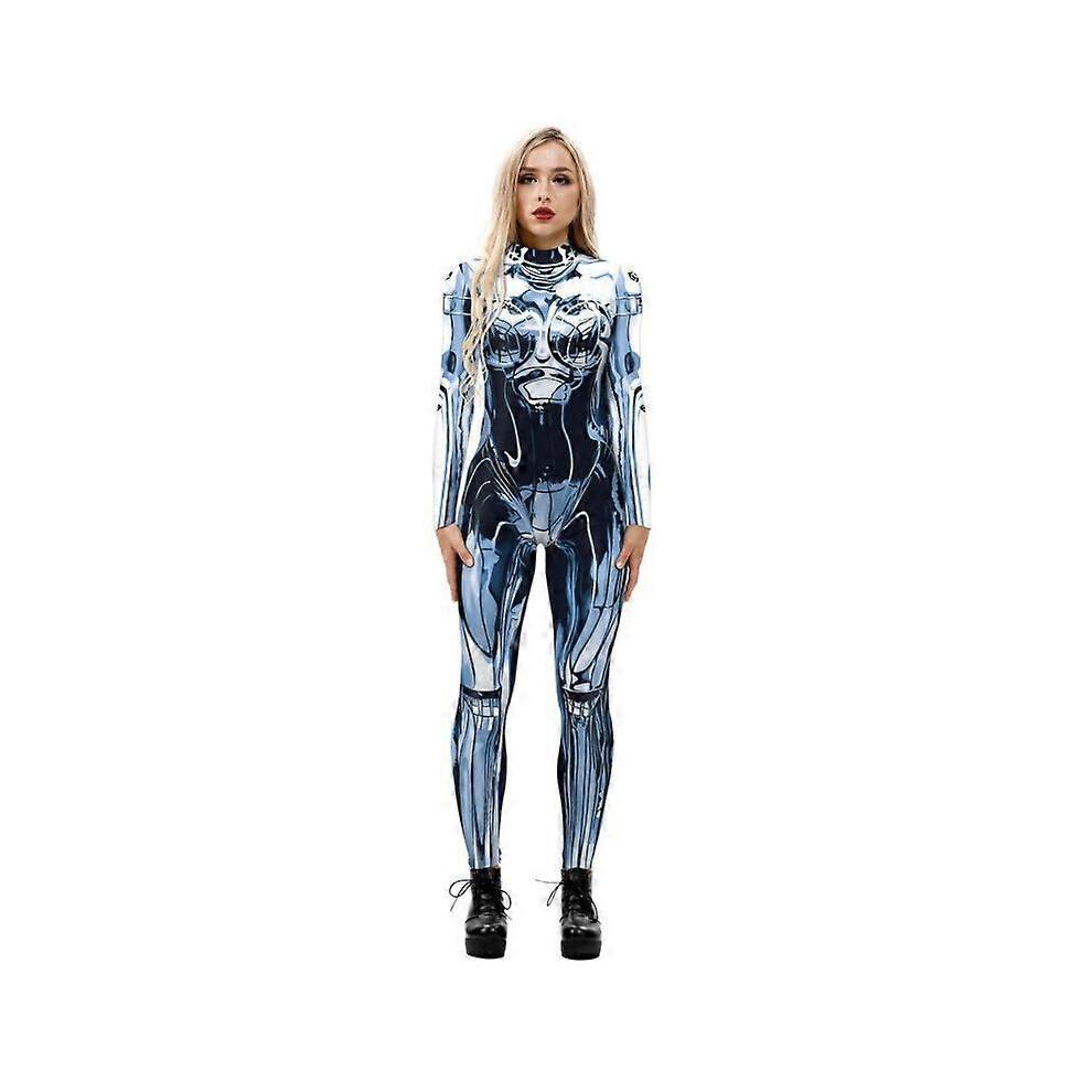 (M, Purple 2) Jumpsuit Sexy Print Cos Futuristic Clothing Tight Jumpsuit
