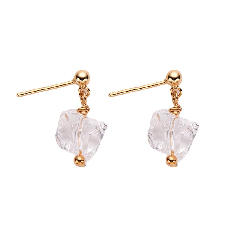 S925 Whole Body Sterling Silver Natural White Crystal Colored Treasure Stud Earrings Women'S Niche Design French Trendy Earrings