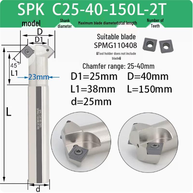 45° CNC Insertable Inner/Outer Chamfer Tool with Up/Down Back-Reaming Holder