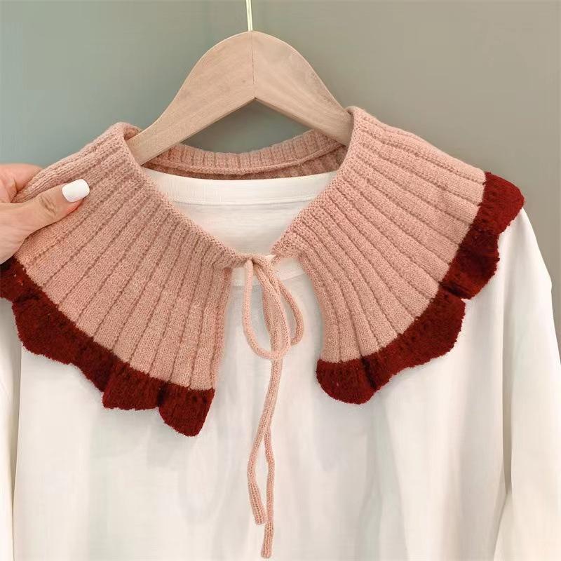 

Шарф женский универсальный теплый шарф протектор шеи грибок кукольный воротник литературный ретро шаль поддельный воротник снаружи One size