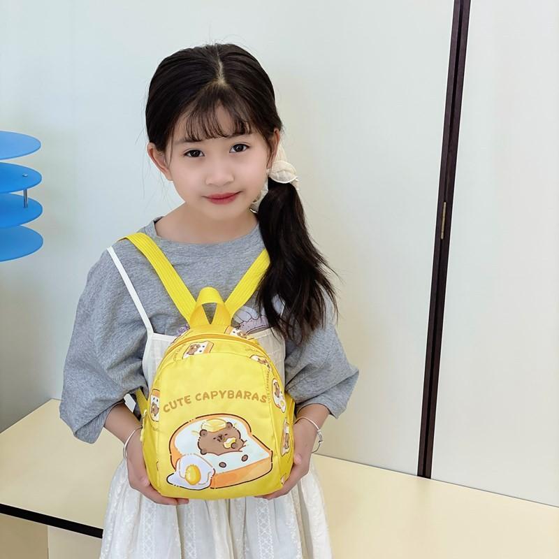 Capybara Cute Drinking Milk Tea Burger Toast Cake Cartoon Pattern Kid Backpack