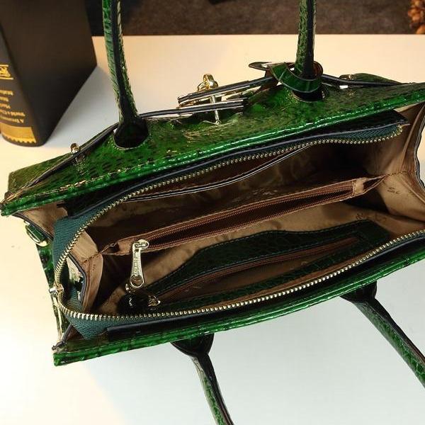 Europäische & Amerikanische Krokodilmuster Platin Handtasche: Groß, Hartleder, Stilvoll für Frauen