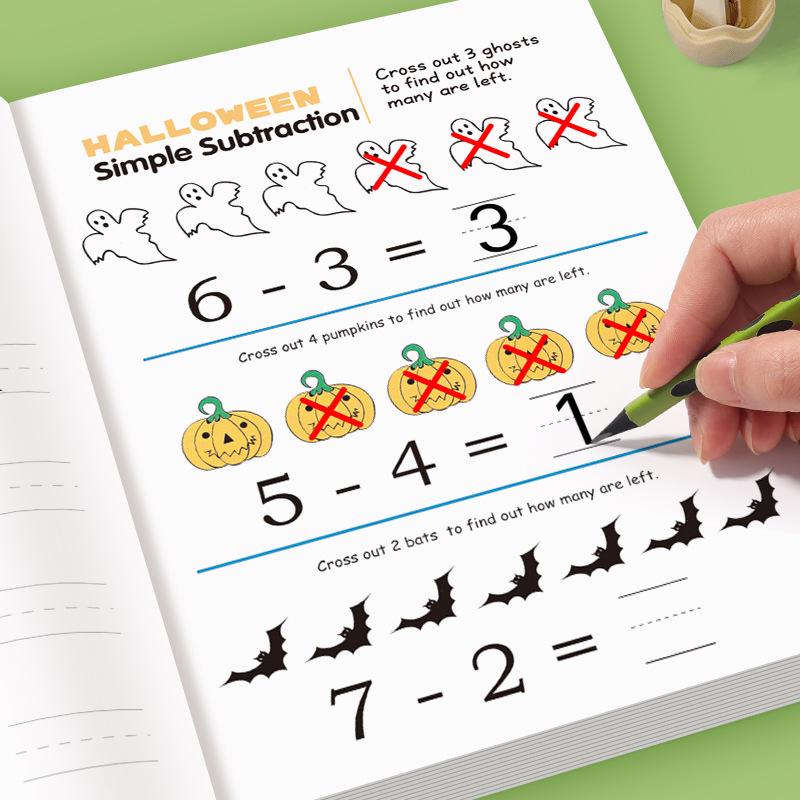 1 Set Fun 64 Page Arithmetic Question Book Addition And Subtraction Exercises Within 10 Picture Column Decomposition Calculation