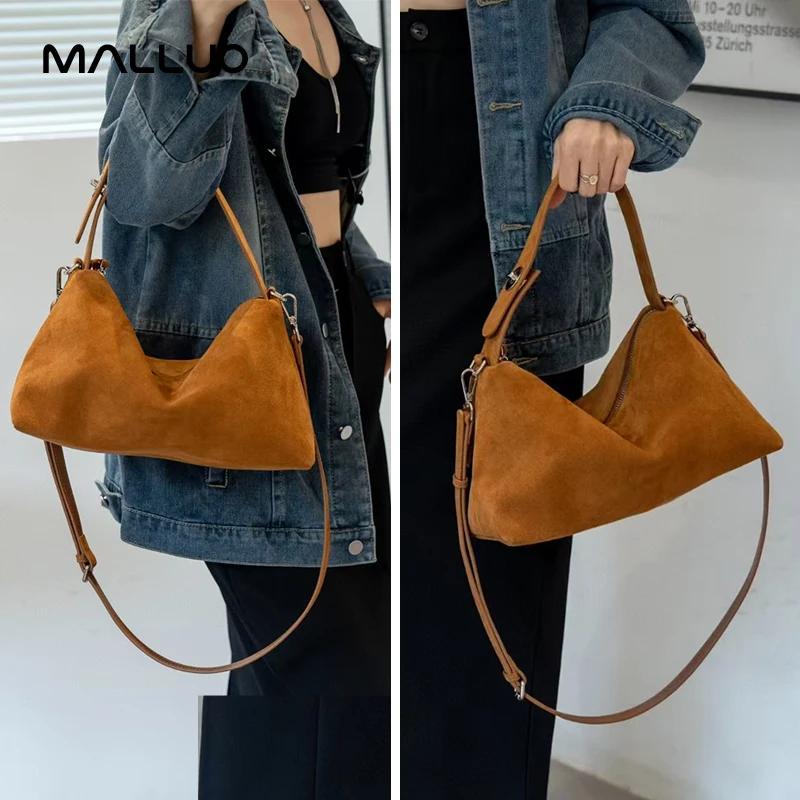 Women's Suede Cow Leather Shoulder Bags Crossbody Bag Big Bost Tote Soft Matte Suede Cow Leather Women's Handbag Shoulder Bag