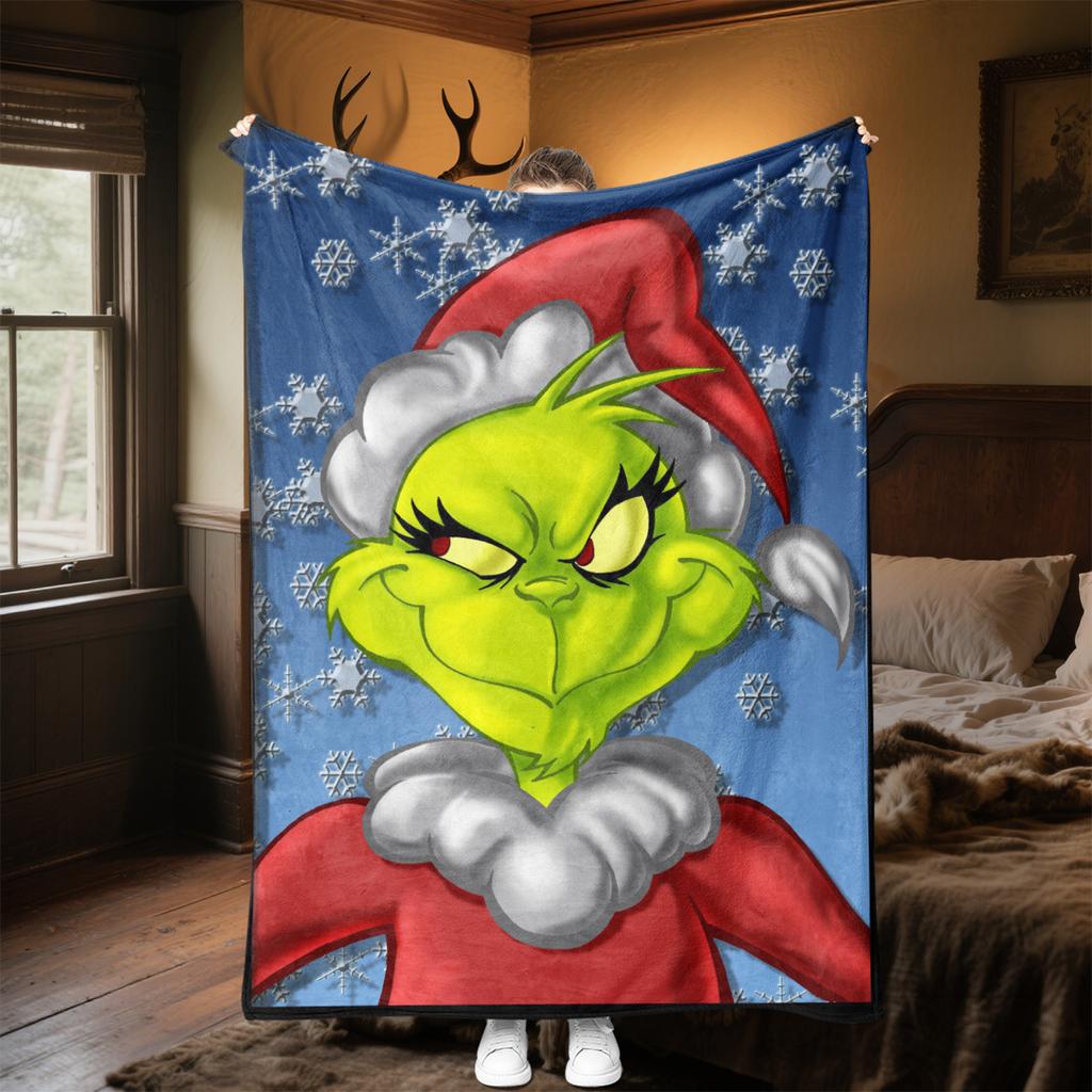 Grinch Christmas Adventure Plush Blanket Soft Comfortable All Seasons Blanket Sofa Office Naps Blanket Outdoor Travel Throw Perfect Gift