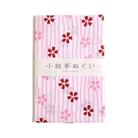 Miyamoto Tenugui Cotton Towel, Striped Sakura, 33cm x 90cm, Pink, MYM33043, 100% Cotton, Made in Japan