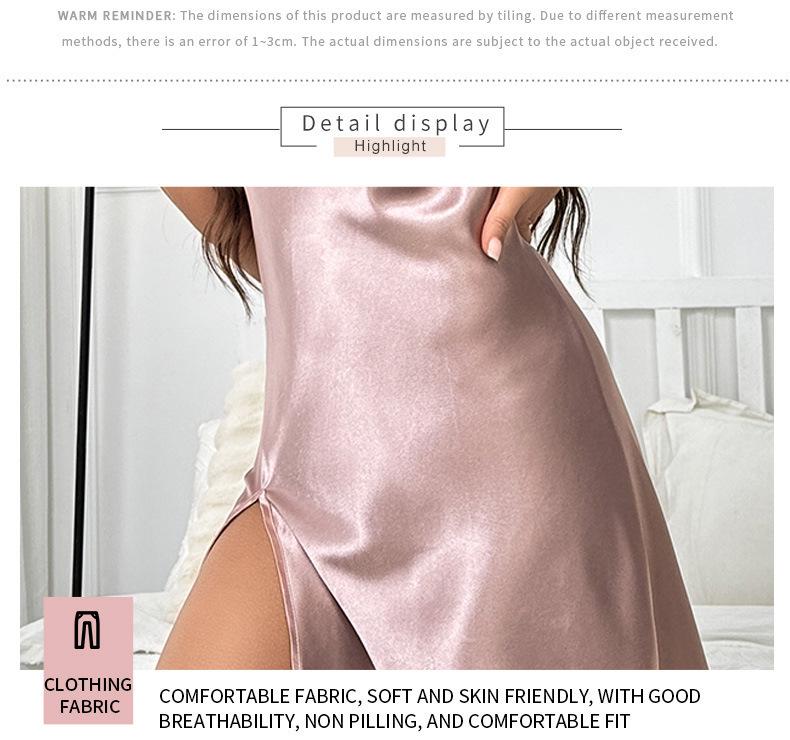 European Silk Pajamas: Sexy Slit Camisole Backless Nightgown