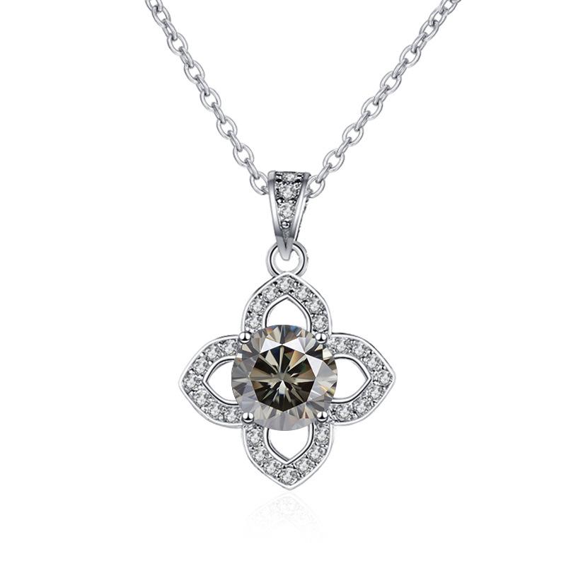 Bague Ringen 1ct VVS D Color Moissanite Pendant Necklace Women's 925 Sterling Silver Lucky Clavicle Chain Valentine's Day Gift