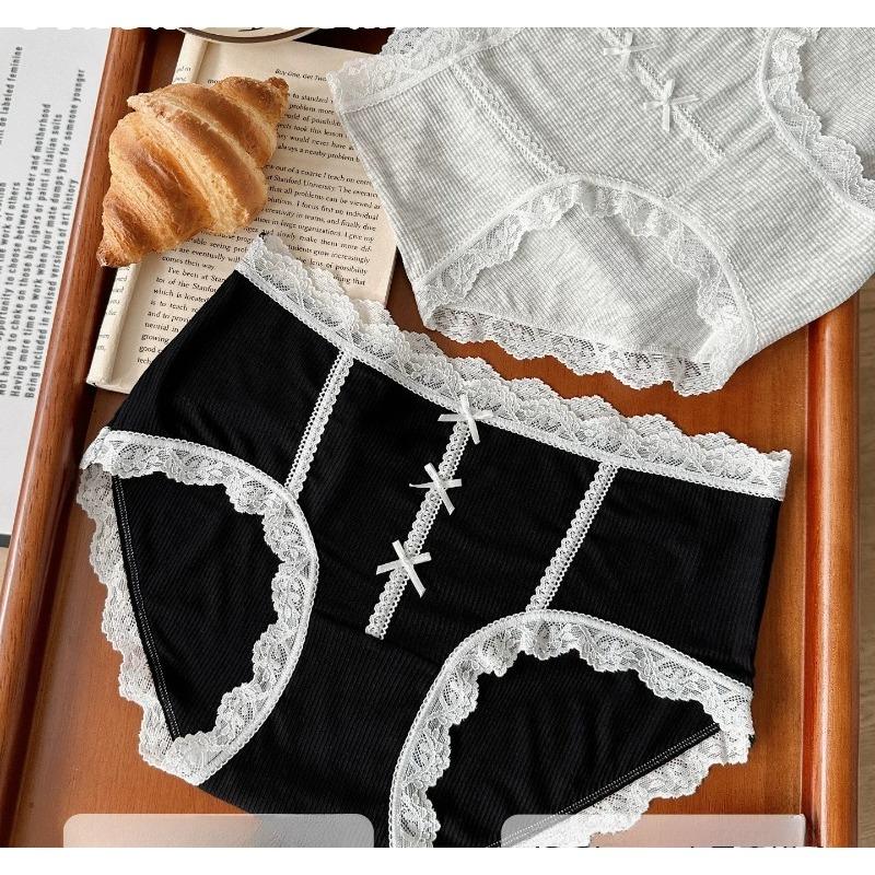 Women Plus Size High Stretch Lace Panties Antibacterial Cotton Crotch Sexy Thin Breathable Triangle Briefs