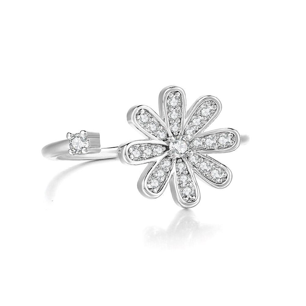 Trend Y2k Sparkling Flower Finger Rings For Women Girls Rose Gold Color Zircon Crystal Dating Romantic Ring Fashion Jewelry R080