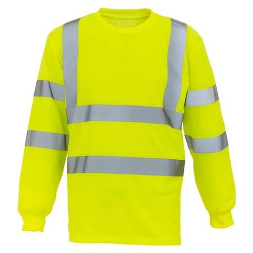 Yoko Mens Hi-Vis Long-Sleeved Safety T-Shirt