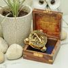 10.16 Cm Brass Sundial Compass with Wooden Box Engraved Nautical Compass for Him, Explorer, or Retirement Gift