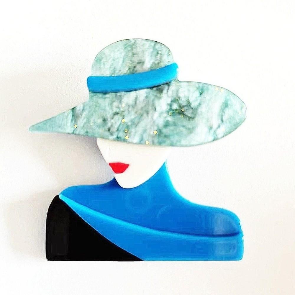 Acrylic Women Portrait Pin Cartoon Coat Badge Elegant Animal Brooches