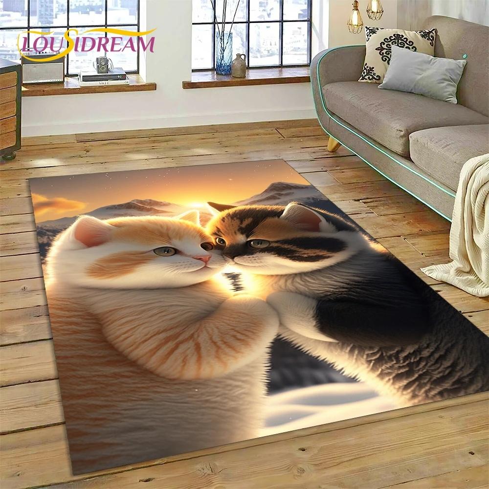 3D Persian Cat,Cute Calico Cat,Ragdoll Cartoon Rug Carpet for Living Room Bedroom Home Decor,Non-slip for Sofa  Doormat Gift Kid