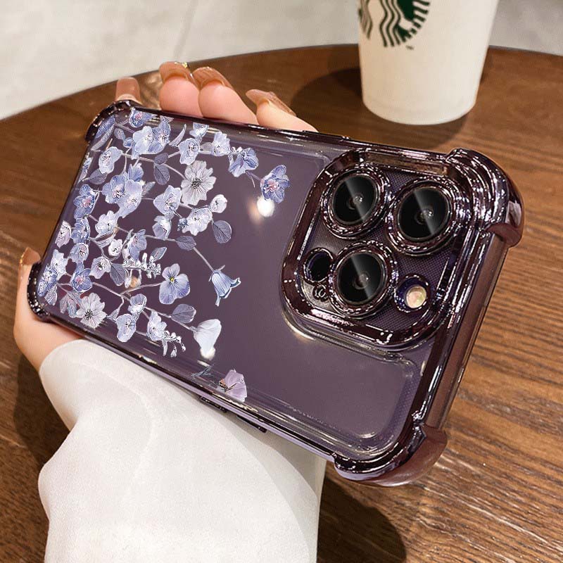 Purple Flowers Leaf Cover For Realme 15T 15 14 13 12 11 Plus Pro 5G C85 C71 C65 C53 C55 C35 C85 C21Y Air-Guard Corners Case Sof