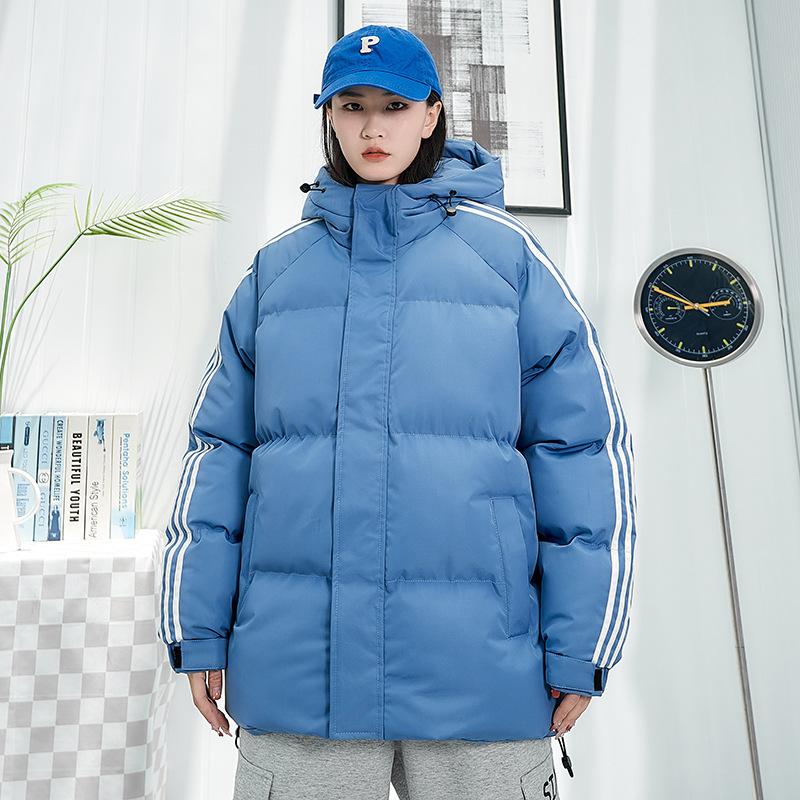 

Мужская пуховая хлопковая куртка с капюшоном, зимняя новая повседневная куртка свободного кроя в гонконгском стиле больших размеров, хлопковая куртка 4XL светло-синий