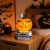 USB Plug-in Night Lamp Halloween Light Powered Stained Glass Lamp Retro Gothic Glowing Bookshelf Lighting with Warm Amber Purple Tabletop Decor for