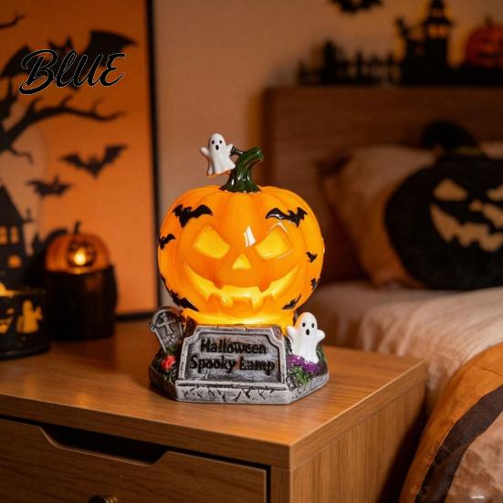 USB Plug-in Night Lamp Halloween Light Powered Stained Glass Lamp Retro Gothic Glowing Bookshelf Lighting with Warm Amber Purple Tabletop Decor for