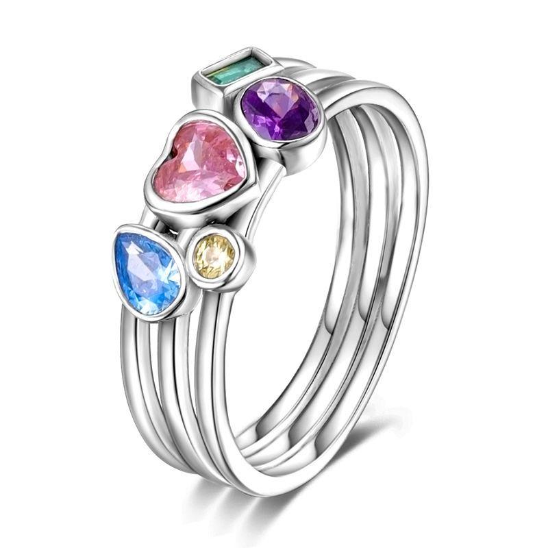 925 Silver Rainbow Colorful Zircon Closed Ring For Women Valentine's Birthday Fine Gifts Wedding Jewelry Accessories
