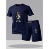 Hot Sale Summer Men's Short Sleeve T-Shirt + Shorts Set Breathable Quick Dry Casual Sports Suit Round Neck Fitness Home Outdoor
